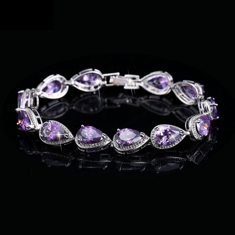 Girls' Jewelry Fashion Drop Shaped Platinum Plated Zircon Bracelet