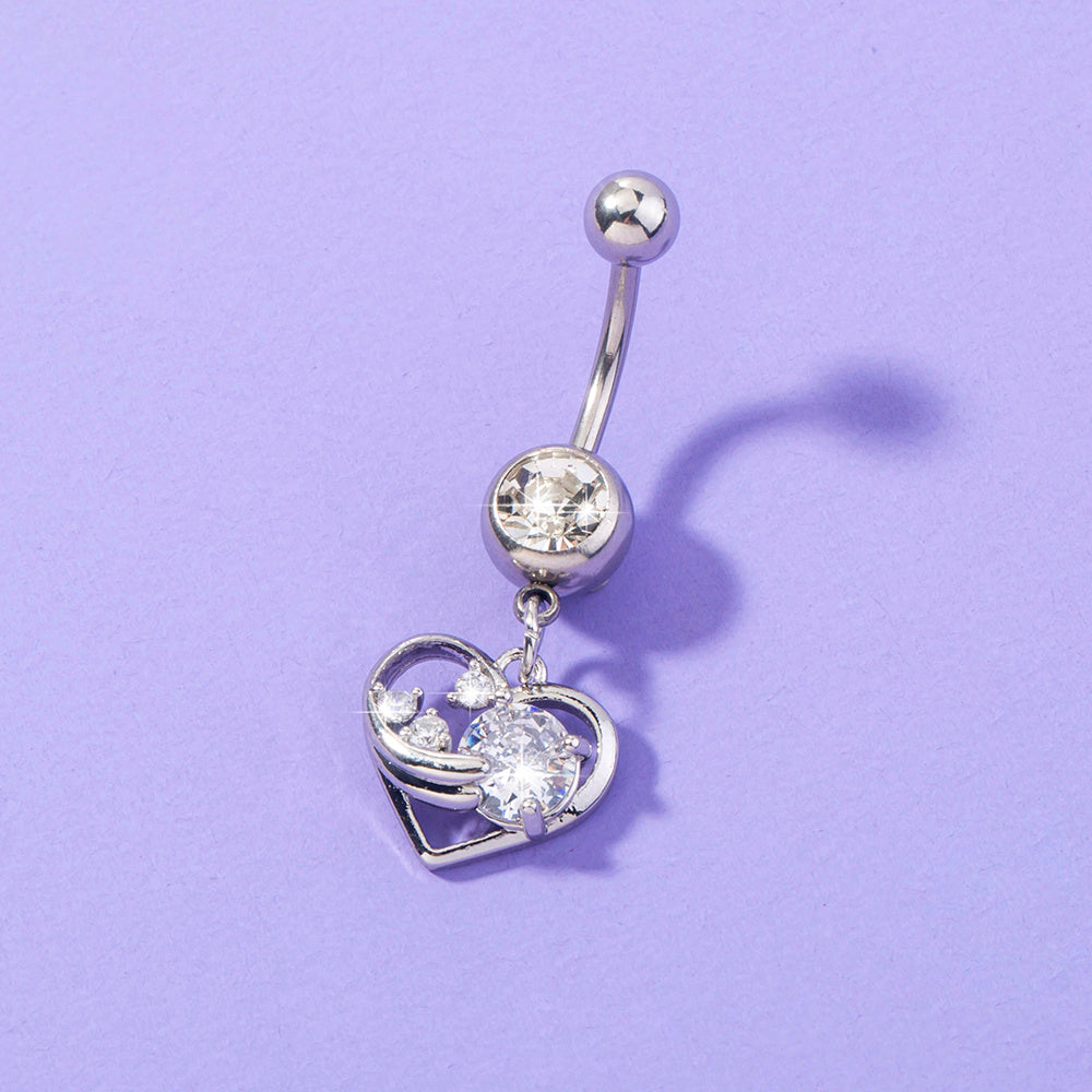 Stainless Steel Heart Navel Nail Body Piercing