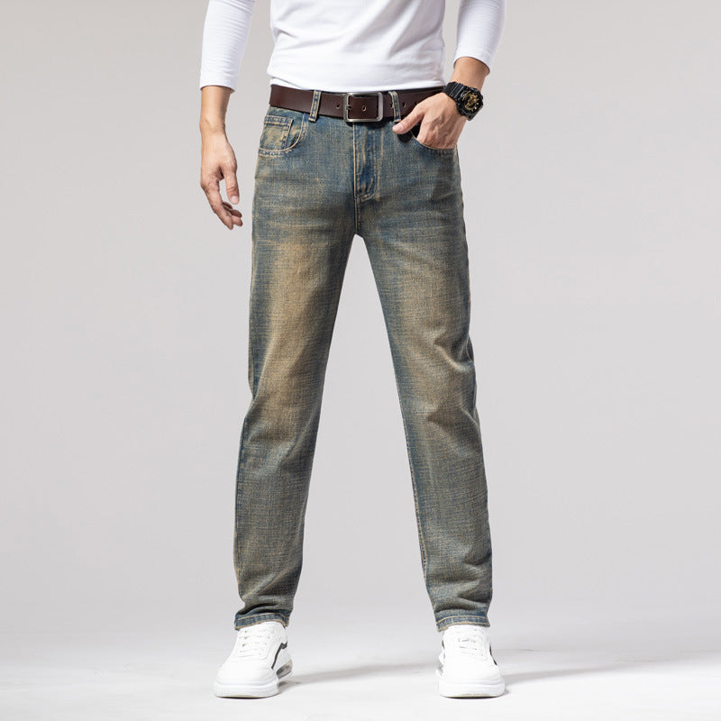 Men's Straight Stretch Slim Retro Men's Long Jeans