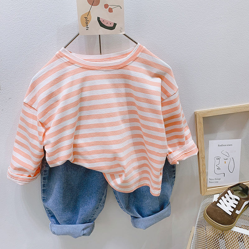 Temperament Striped Bottoming Shirt Tops For Girls