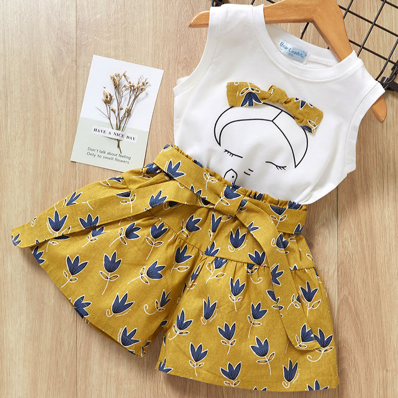 Kids Girls Clothes New Short Sleeve T-Shirt Pants Dress