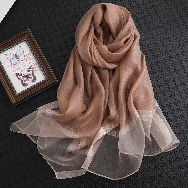 Summer Women's Solid Color Thin Fashion All-match Plaid Scarf