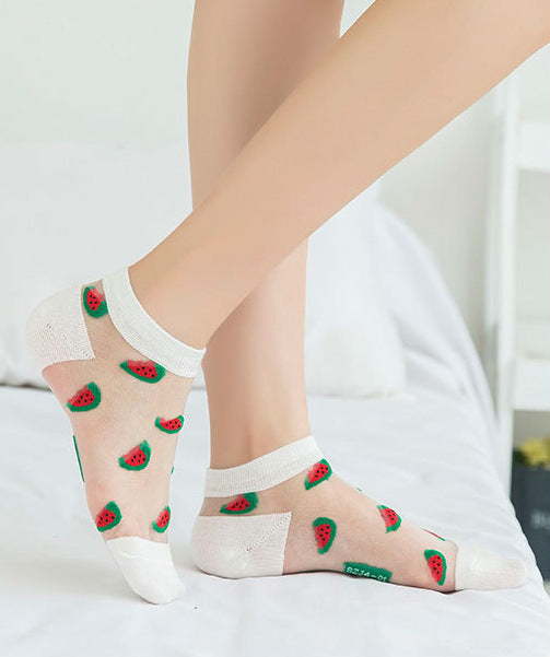 Crystal Clear Glass Silk Fruit Socks