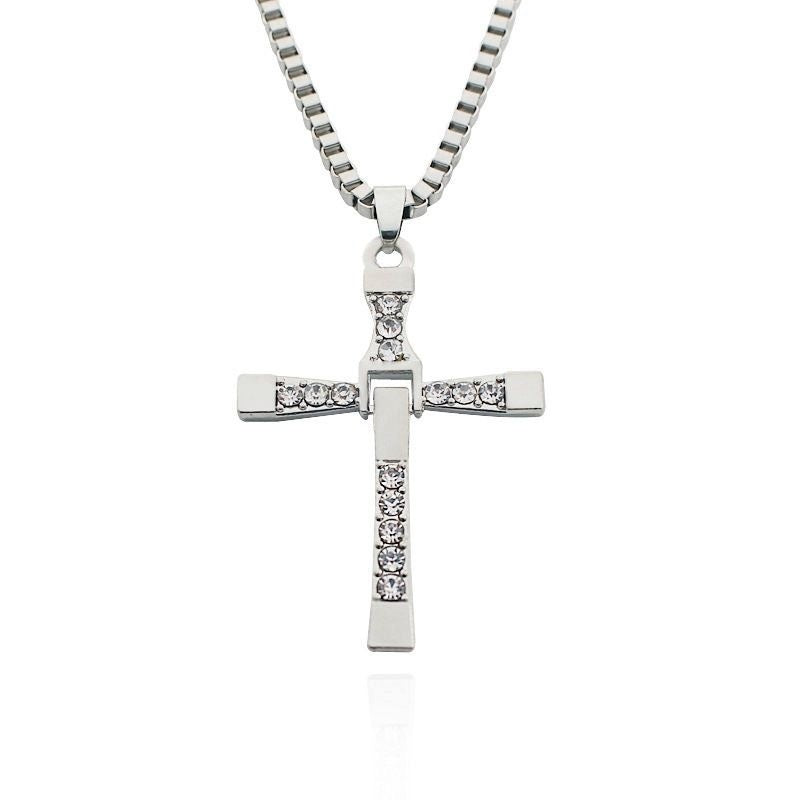 Cross-shape Necklace With Rhinestones For Woman