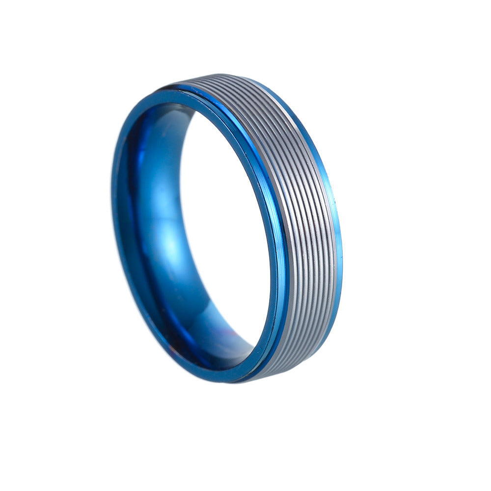 6mm Multicolor Threaded Titanium Steel Ring For Men