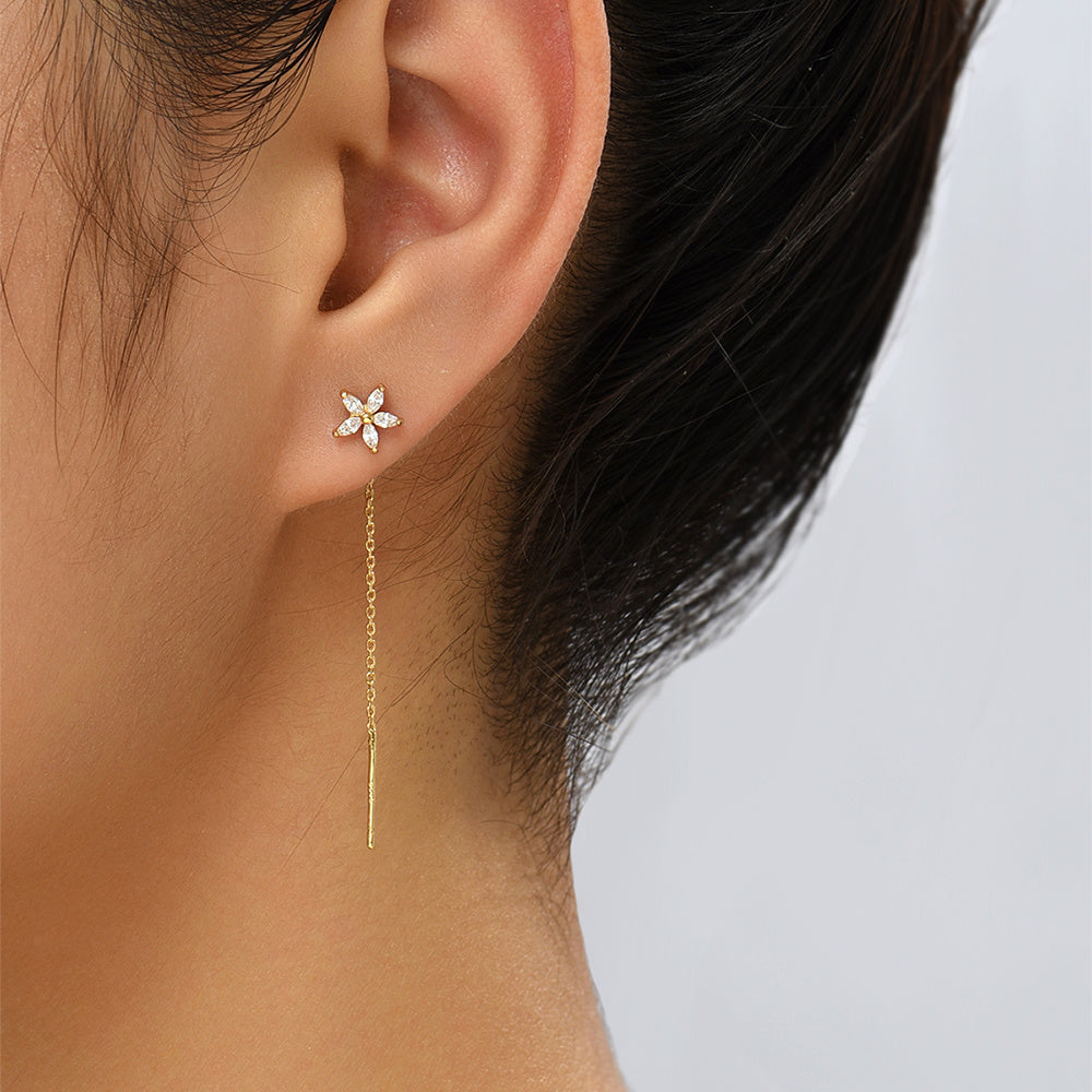 New Style Copper Pentagram Micro-zircon Fashion Earrings