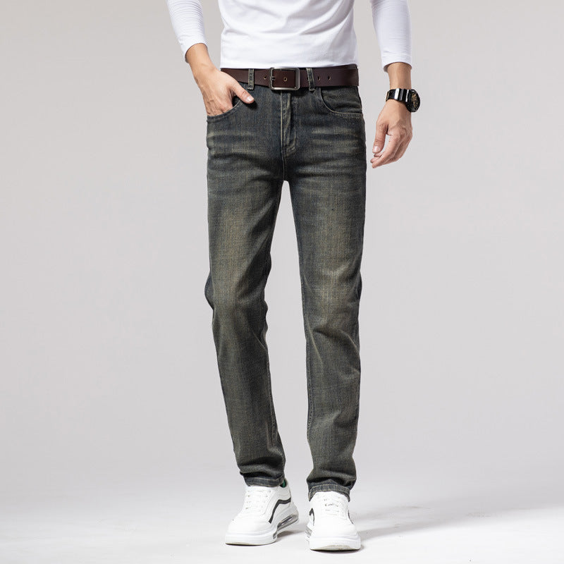 Men's Straight Stretch Slim Retro Men's Long Jeans