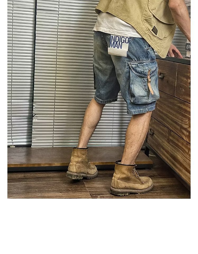 Men's Summer Thin Loose American Washed Denim Shorts