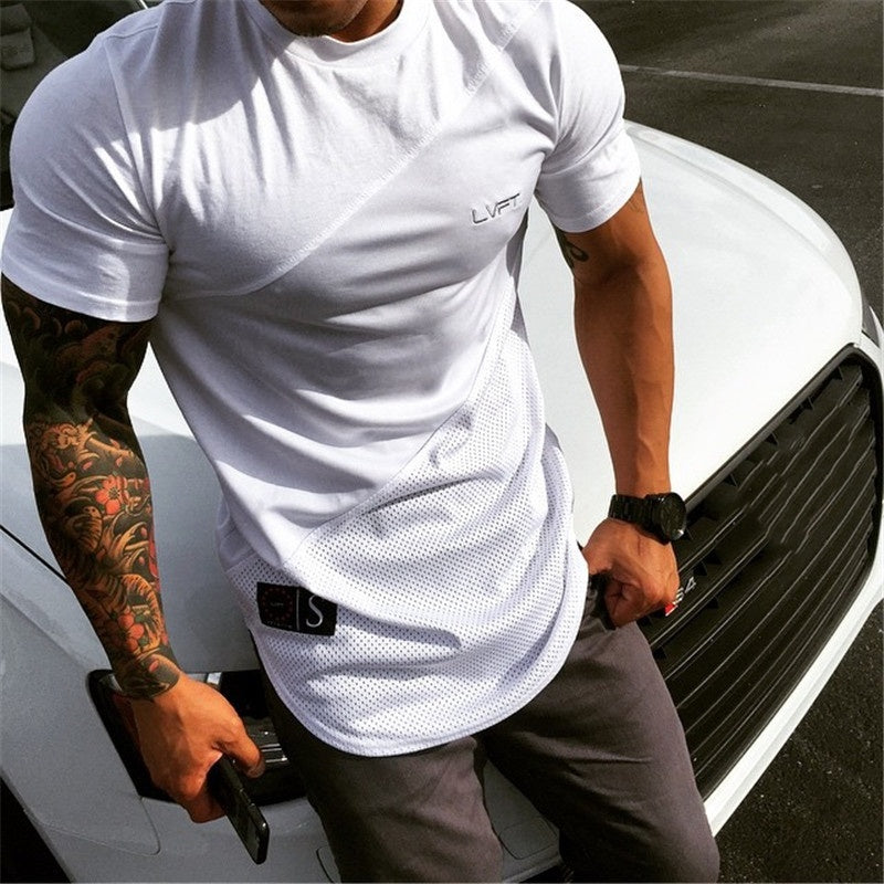 Men's Muscle Workout Round Neck Short Sleeve T-shirt