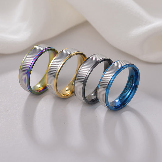 6mm Multicolor Threaded Titanium Steel Ring For Men