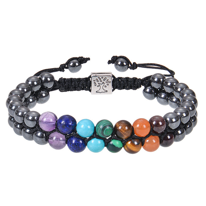 Fashion Jewelry 6mm Colorful Natural Stone Double-layer Bracelet