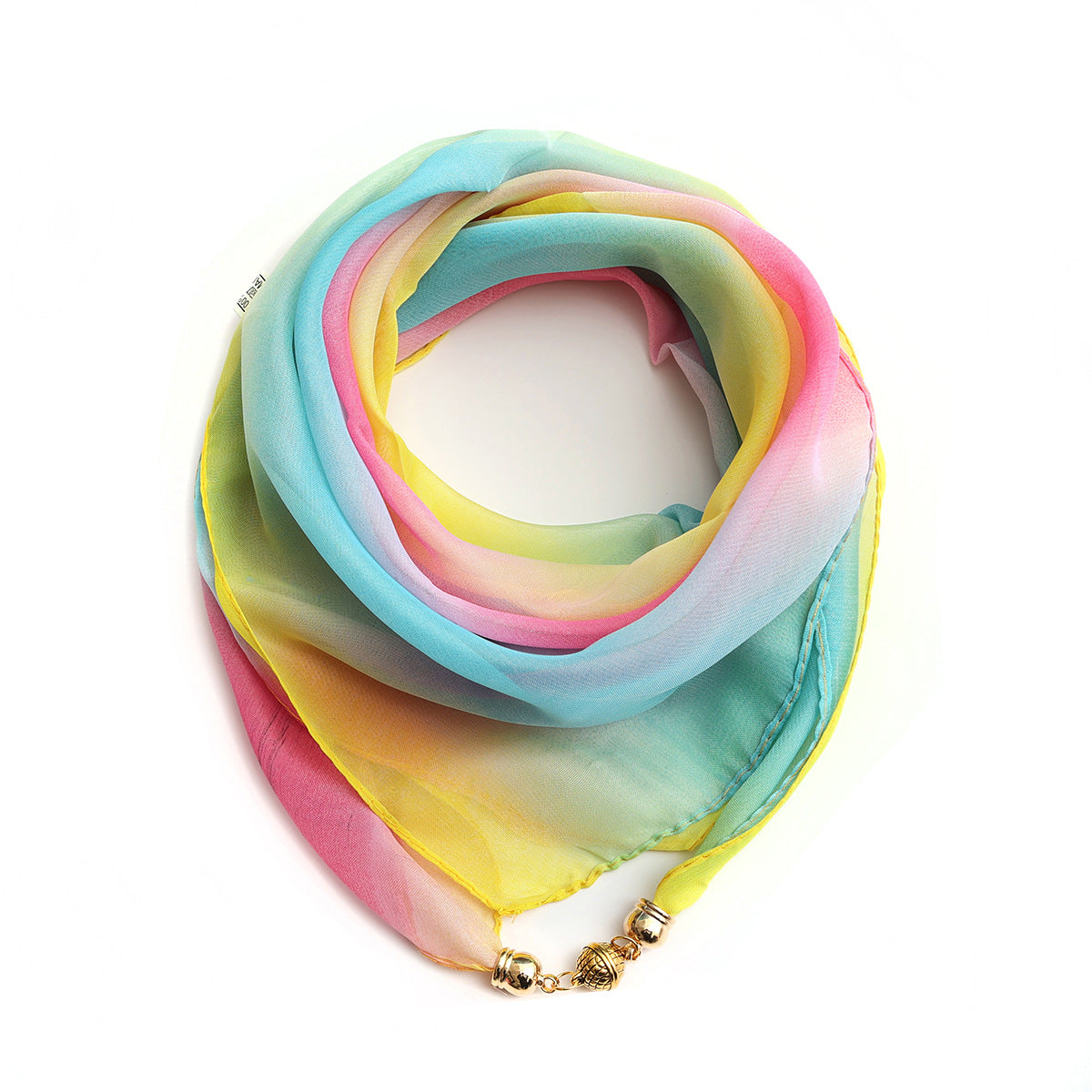 Women's Scarf Golden Ball Floral Chiffon