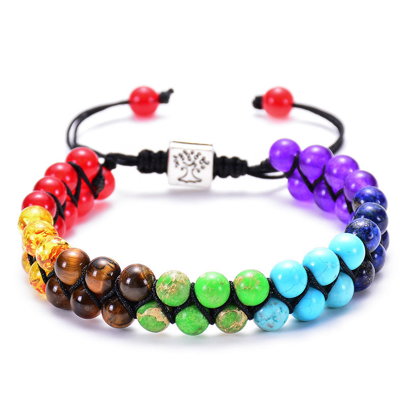 Fashion Jewelry 6mm Colorful Natural Stone Double-layer Bracelet