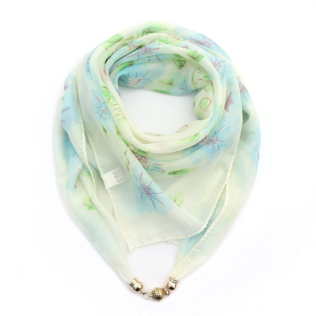 Women's Scarf Golden Ball Floral Chiffon