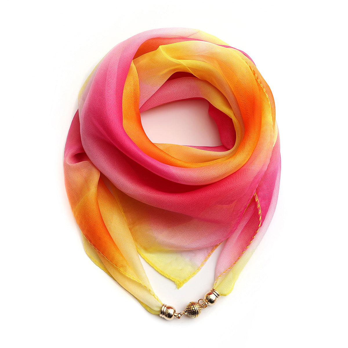 Women's Scarf Golden Ball Floral Chiffon