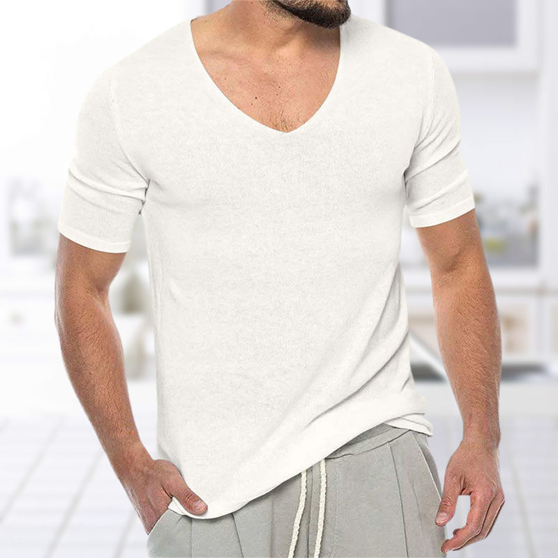 Men's Summer Short-sleeved Knitted T-shirt