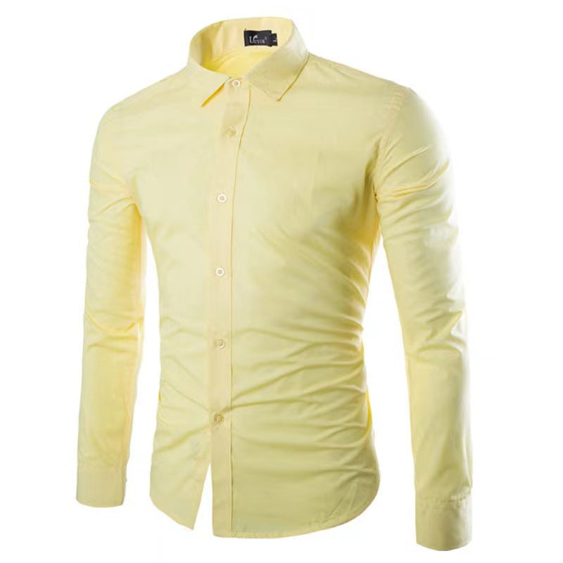 Casual Polo Collar Ironing Free Long Sleeves Shirt For Men