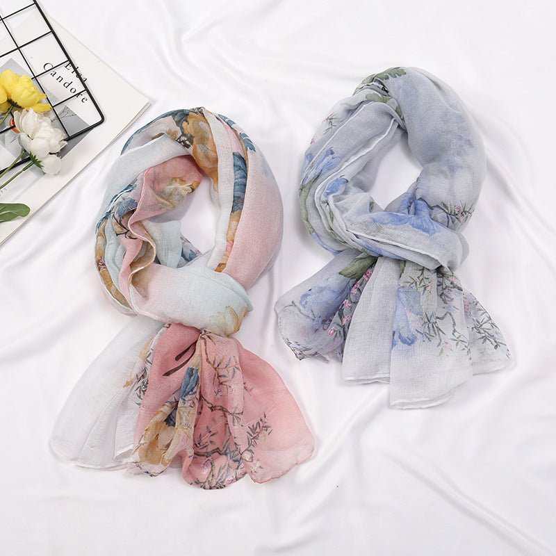 Flower Voile Thin Headcloth Scarf