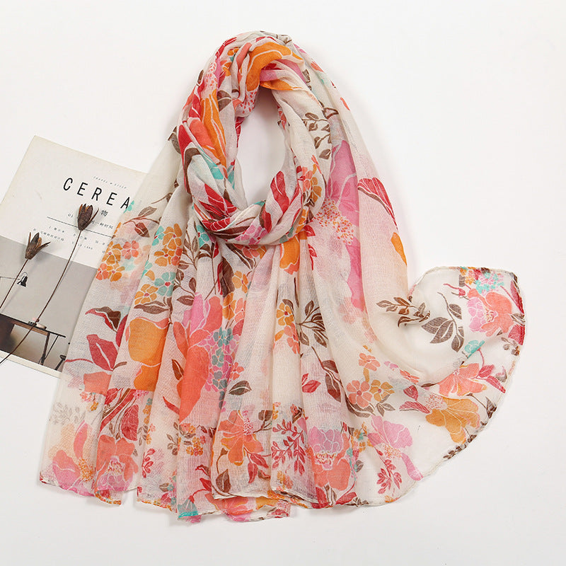 Thin Voile Printed Scarf Fashion