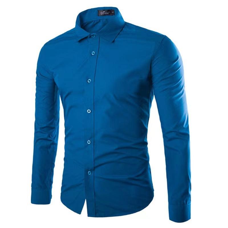 Casual Polo Collar Ironing Free Long Sleeves Shirt For Men