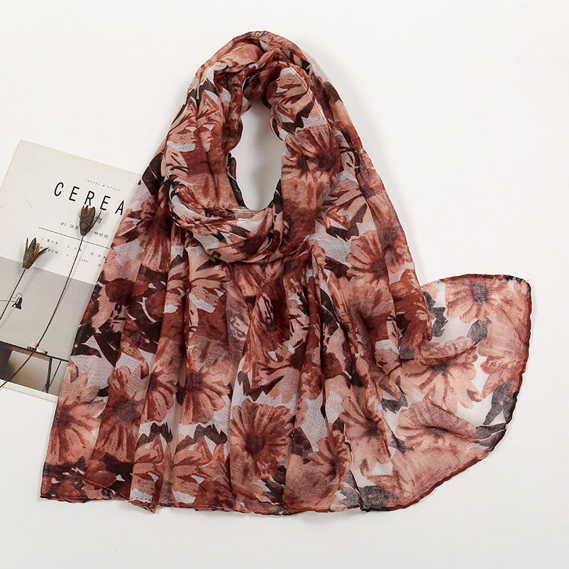 Thin Voile Printed Scarf Fashion