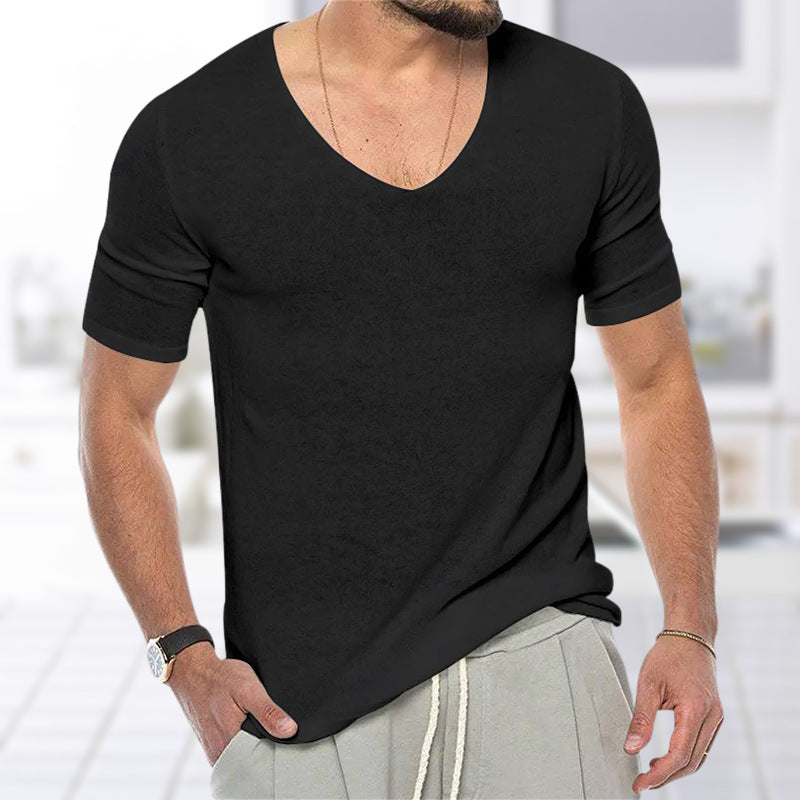 Men's Summer Short-sleeved Knitted T-shirt