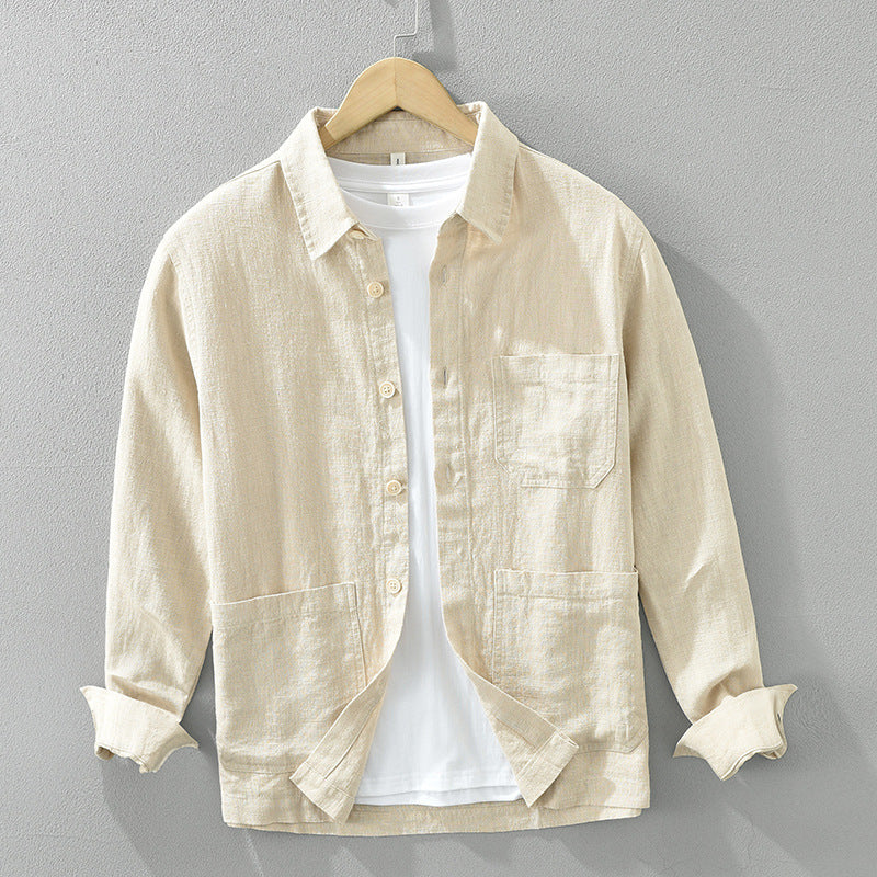 Men's All-match Casual Retro Minimalist Long Sleeve Shirt