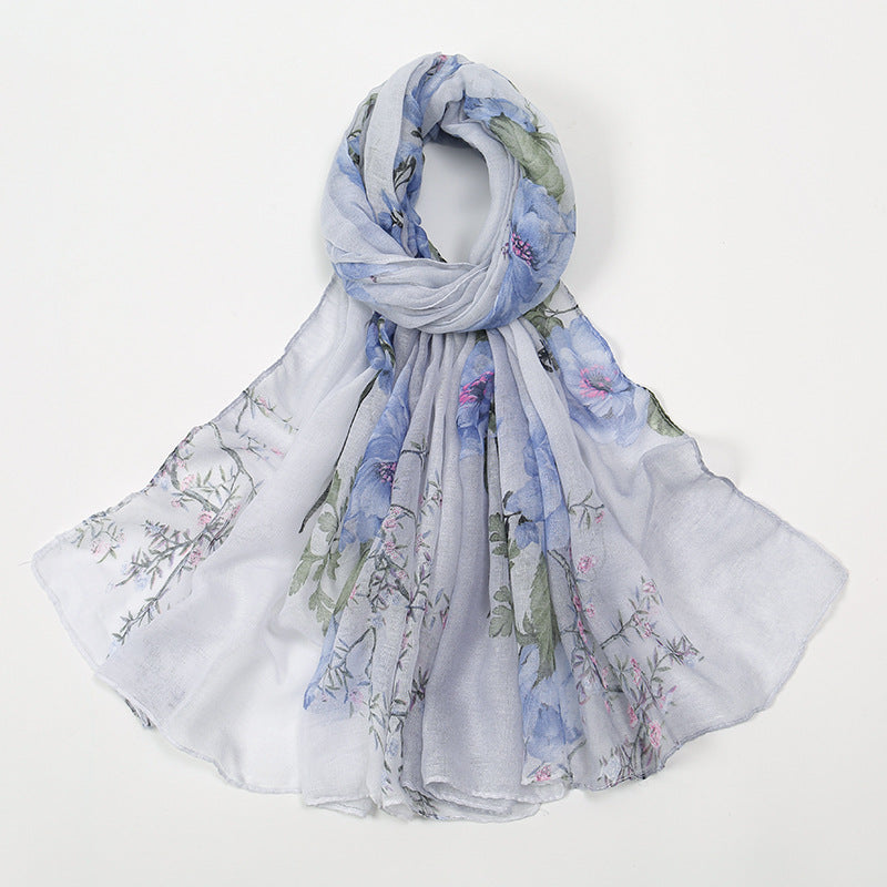 Flower Voile Thin Headcloth Scarf