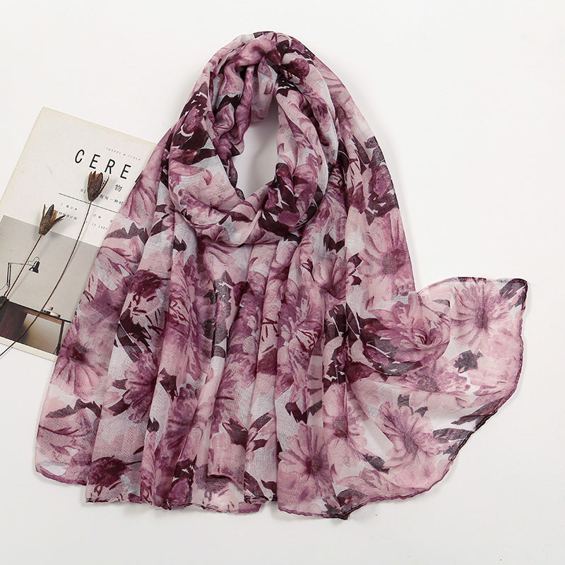 Thin Voile Printed Scarf Fashion