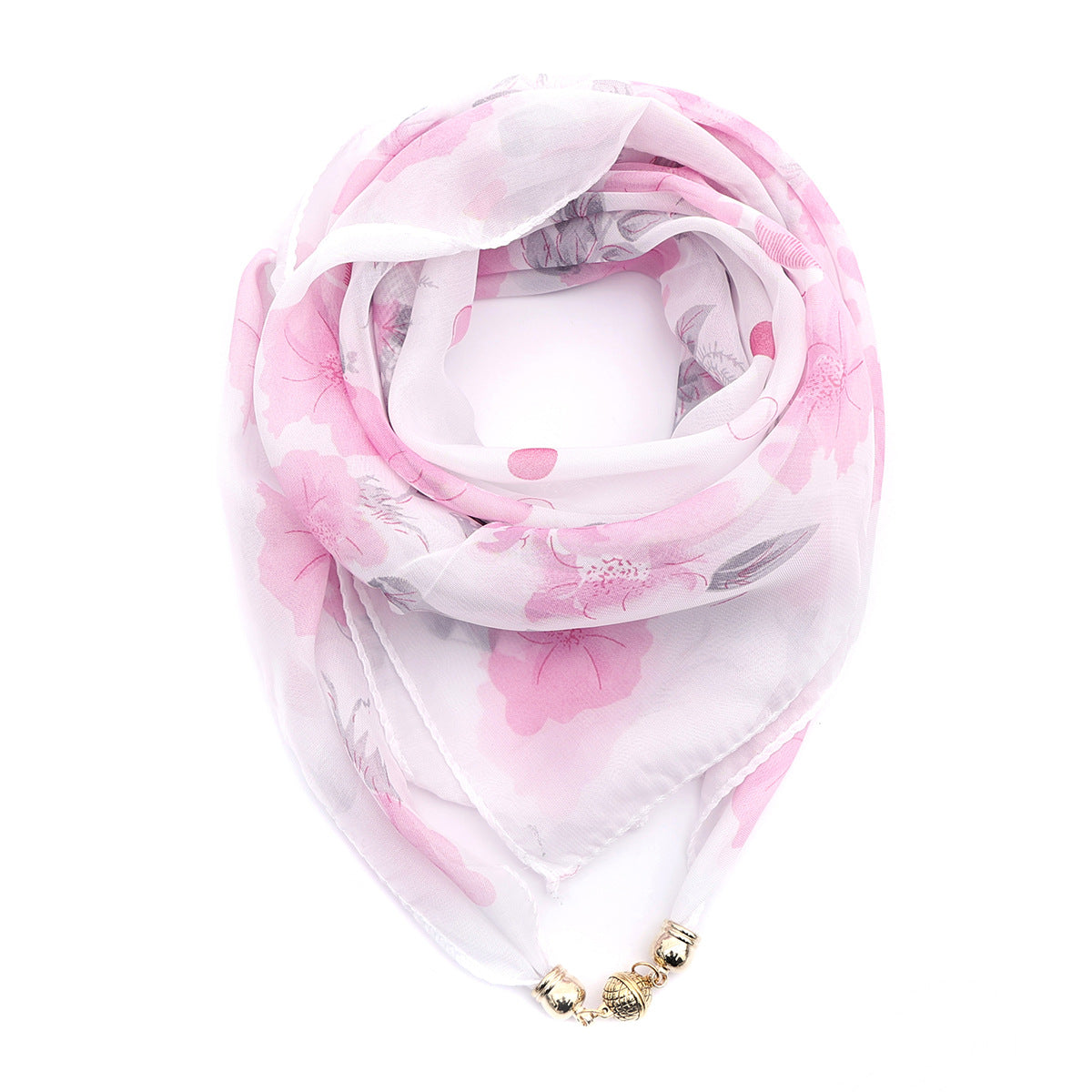 Women's Scarf Golden Ball Floral Chiffon