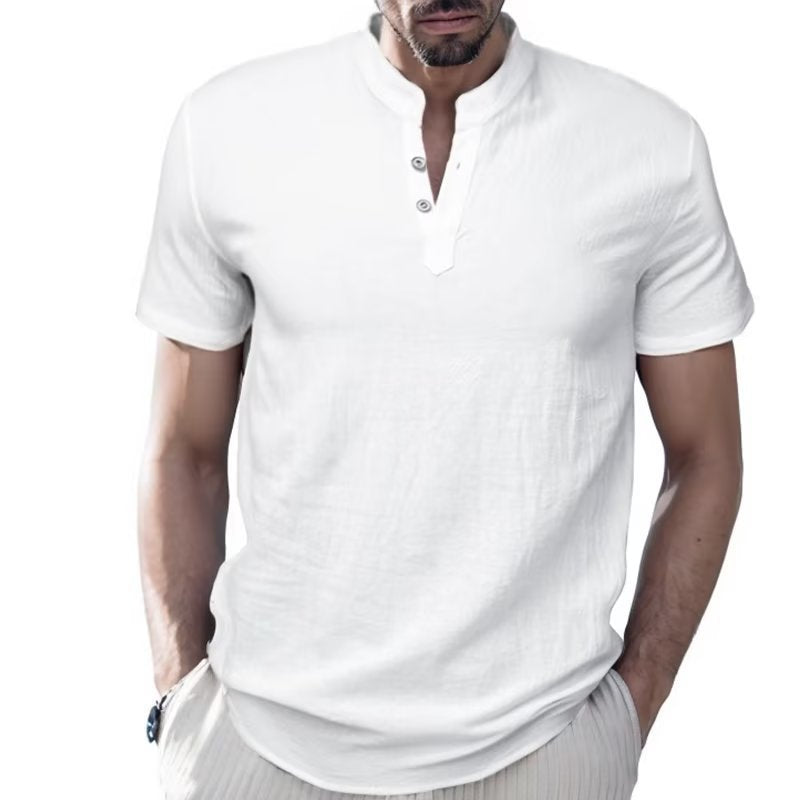 Men's Button Henry Collar Sports Polo Shirt