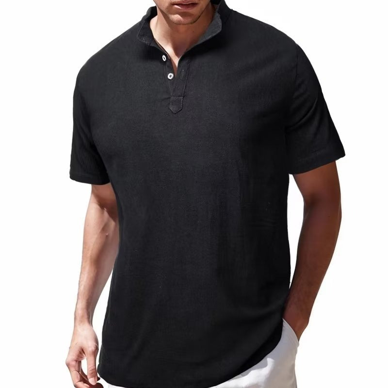 Men's Button Henry Collar Sports Polo Shirt