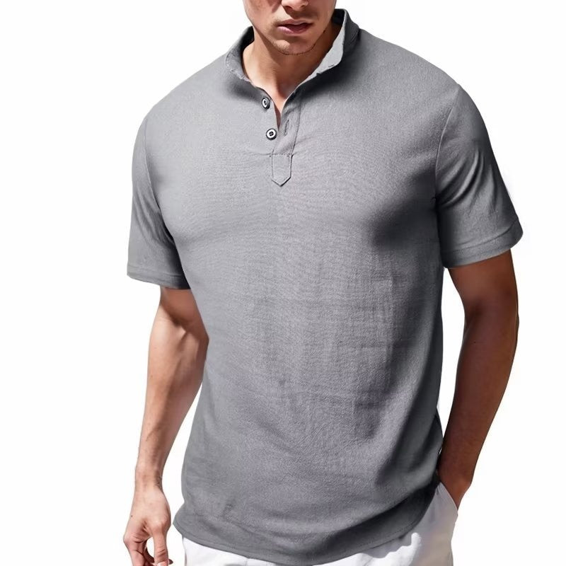 Men's Button Henry Collar Sports Polo Shirt