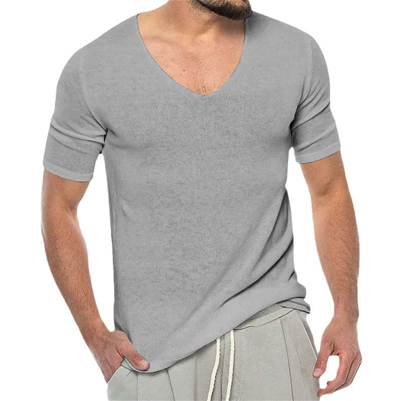 Men's Summer Short-sleeved Knitted T-shirt