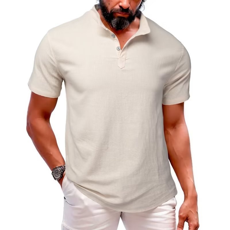 Men's Button Henry Collar Sports Polo Shirt