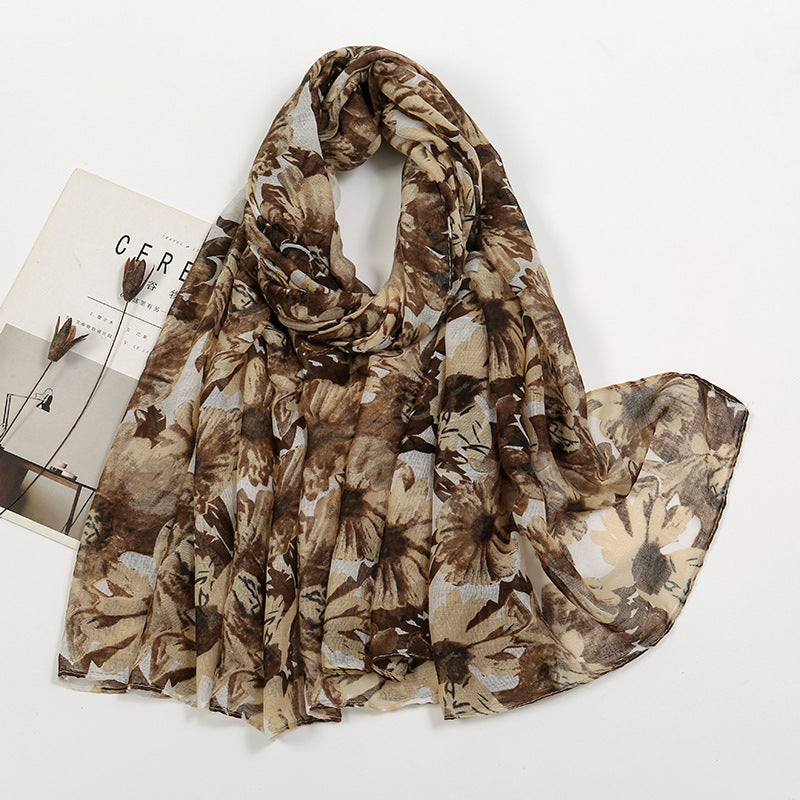 Thin Voile Printed Scarf Fashion