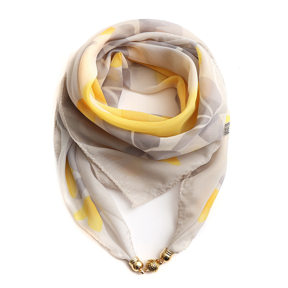 Two Colors Golden Ball Chiffon Magnetic Buckle Silk Scarf