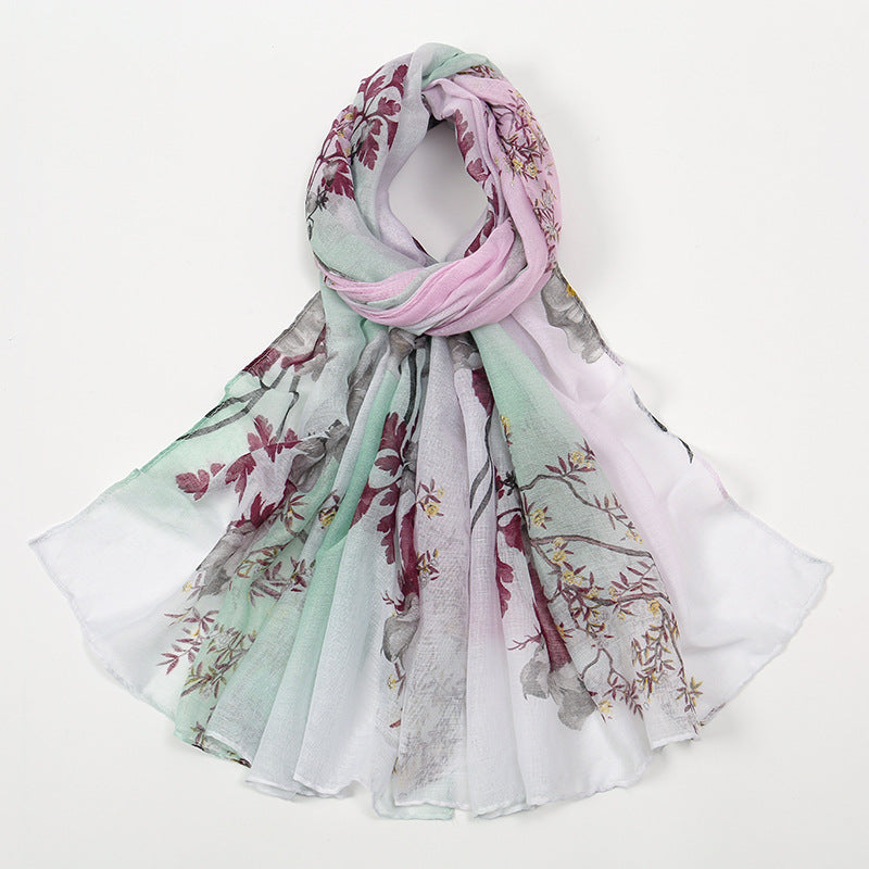 Flower Voile Thin Headcloth Scarf