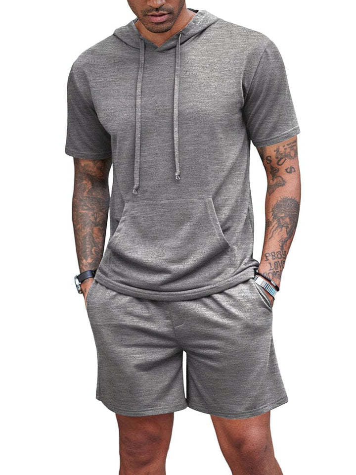 Men's Summer New Hooded T-shirt Sports Shorts Suit