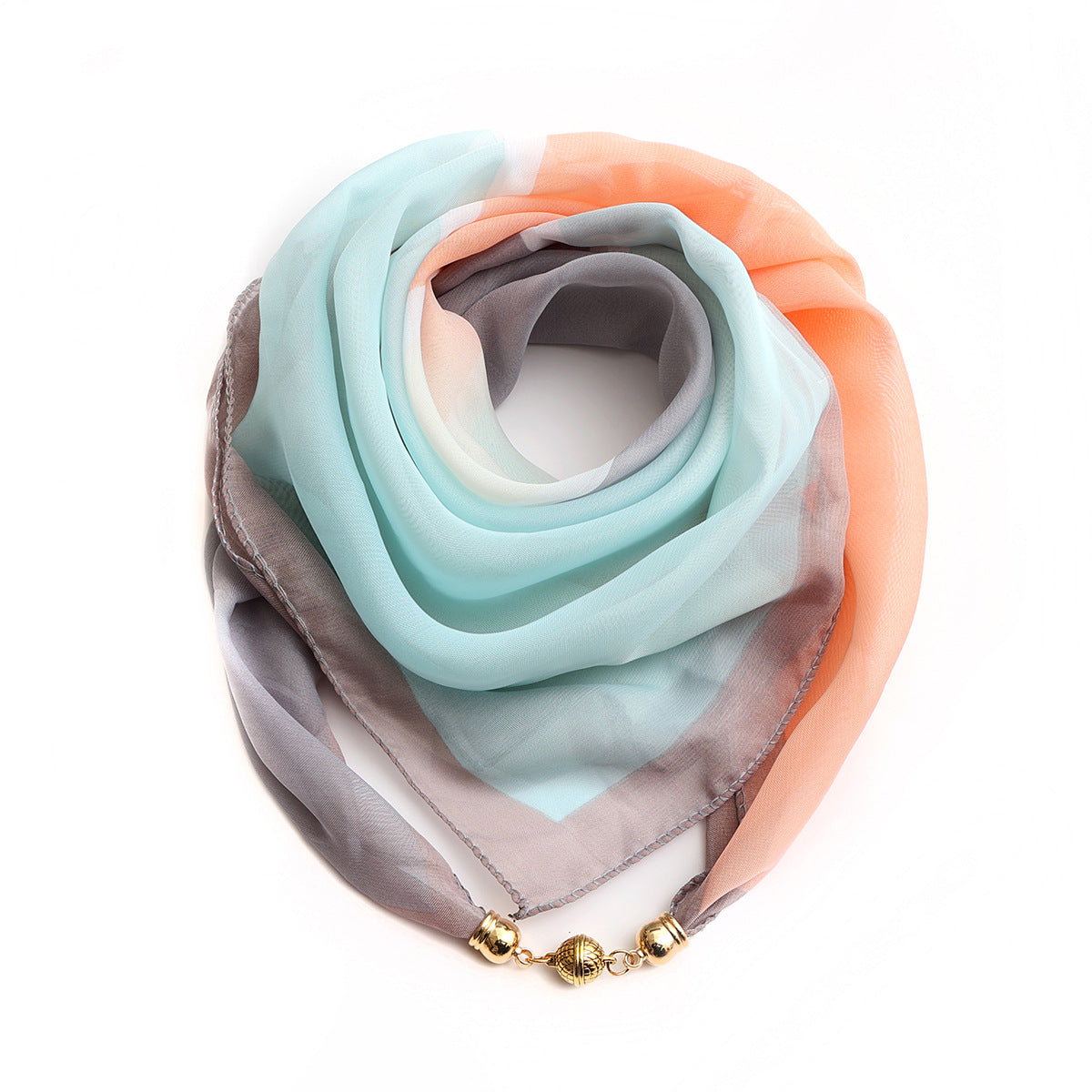 Women's Scarf Golden Ball Floral Chiffon