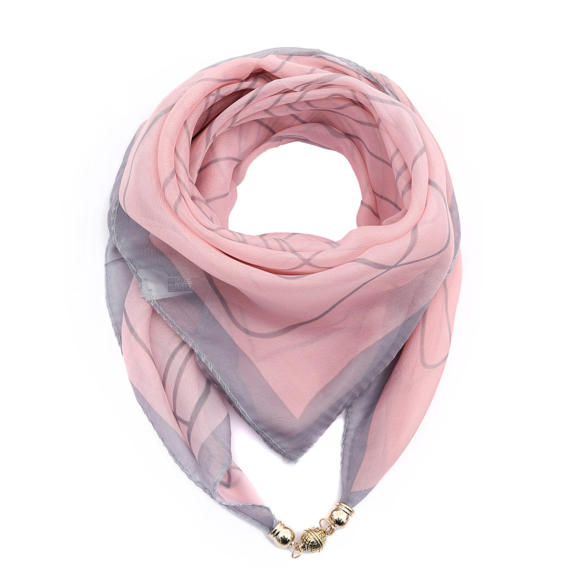 Women's Scarf Golden Ball Floral Chiffon