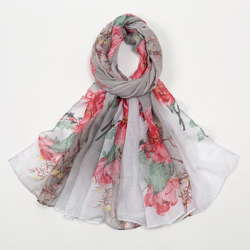 Flower Voile Thin Headcloth Scarf