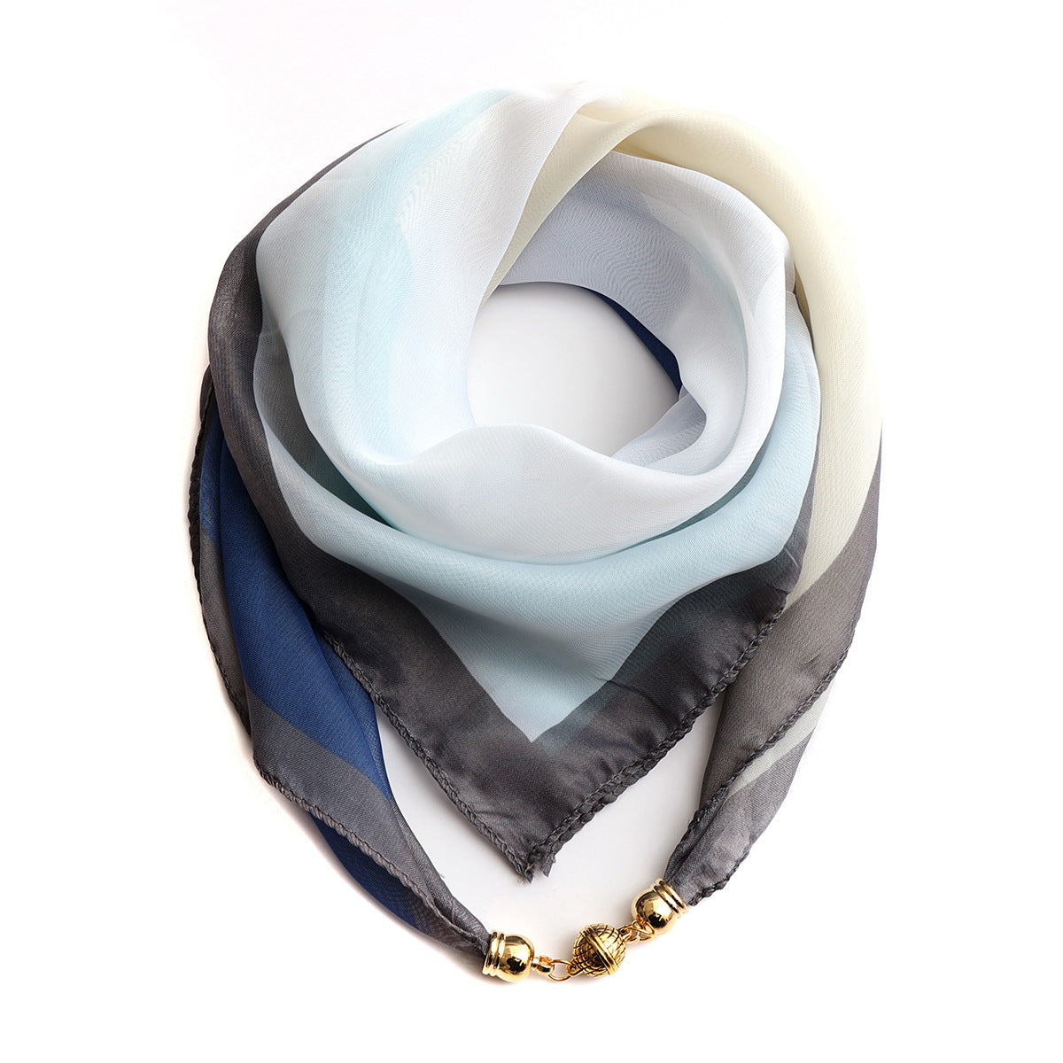 Women's Scarf Golden Ball Floral Chiffon