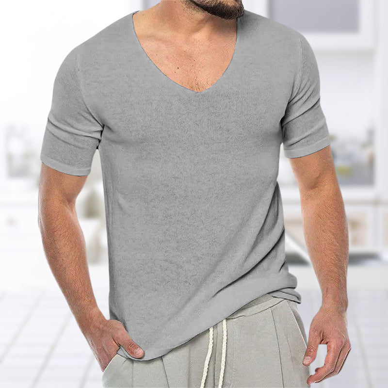 Men's Summer Short-sleeved Knitted T-shirt