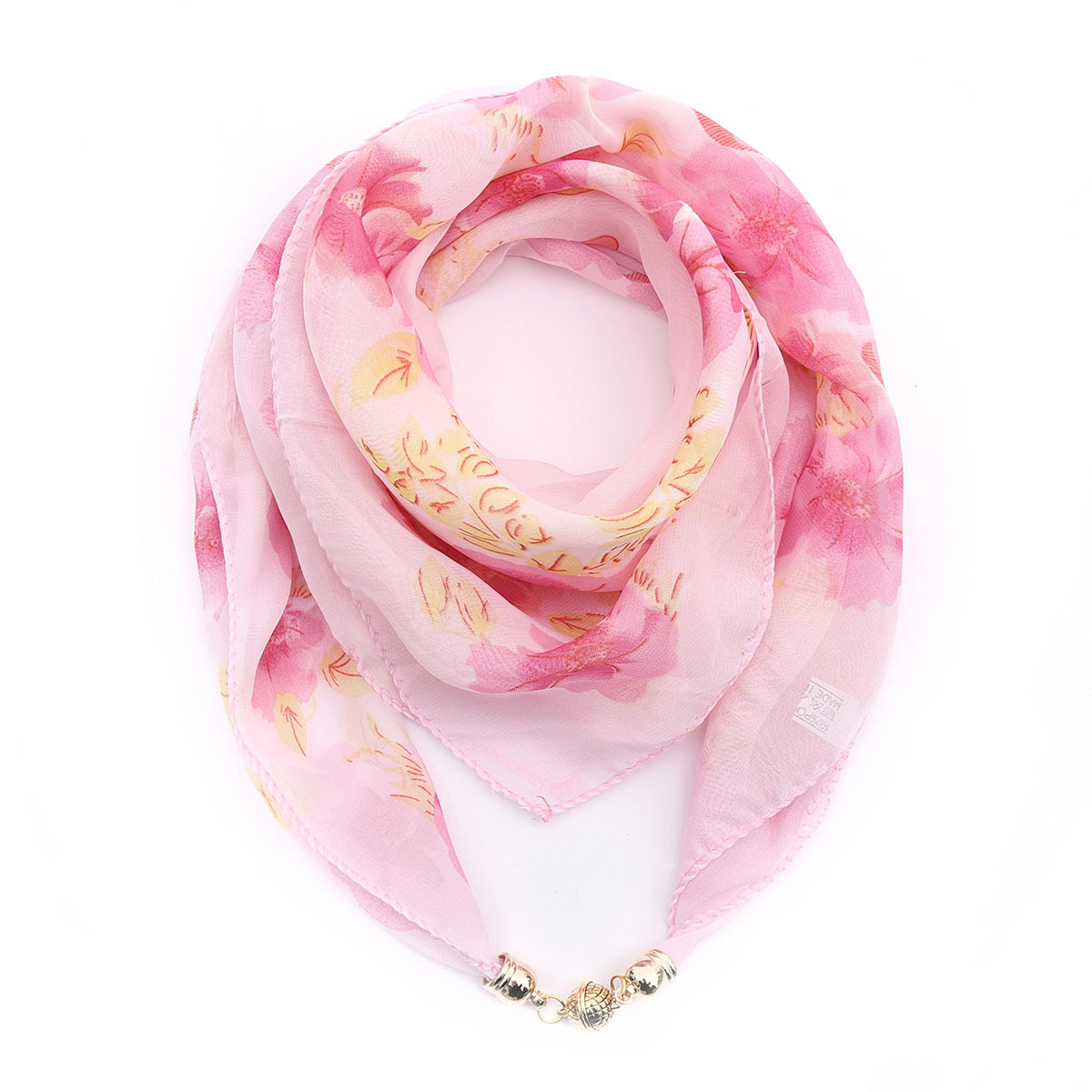 Women's Scarf Golden Ball Floral Chiffon