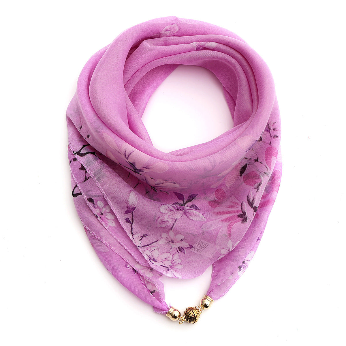 Women's Scarf Golden Ball Floral Chiffon