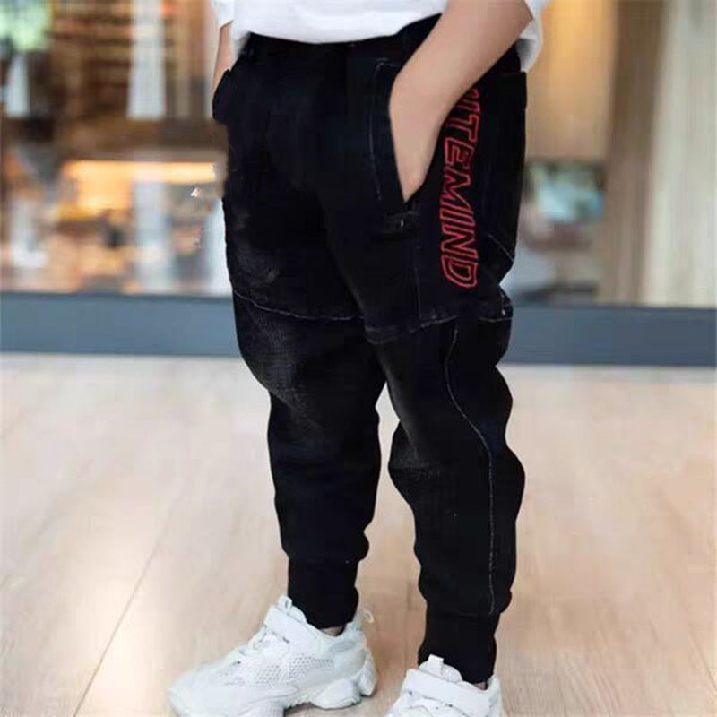 Kids Black Jeans Single Pants Spring And Autumn Pants