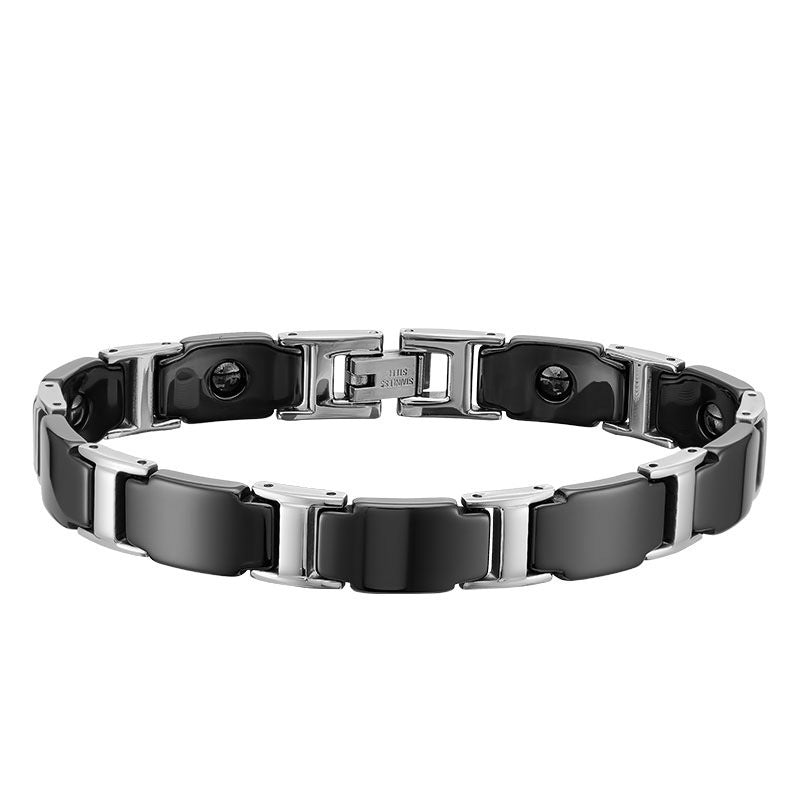 I-shaped Titanium Steel With Ceramic Magnetic Bracelet Simple Boys