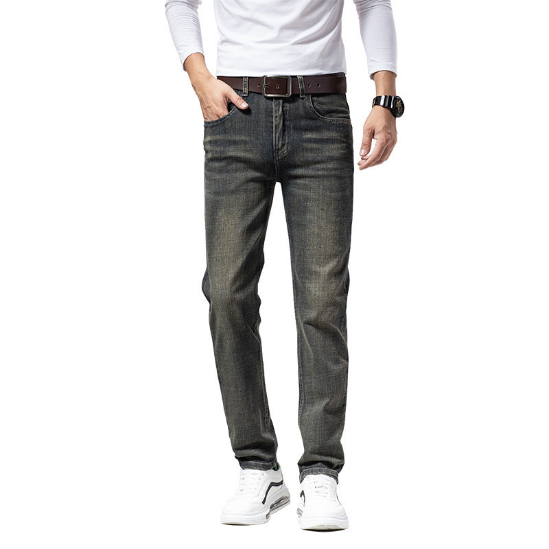 Men's Straight Stretch Slim Retro Men's Long Jeans