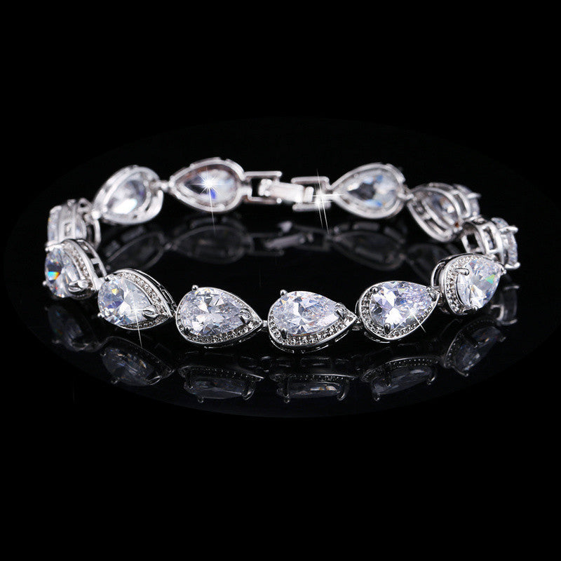 Girls' Jewelry Fashion Drop Shaped Platinum Plated Zircon Bracelet